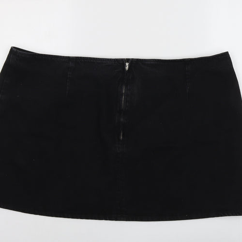 ASOS Womens Black Cotton Mini Skirt Size 26 Zip