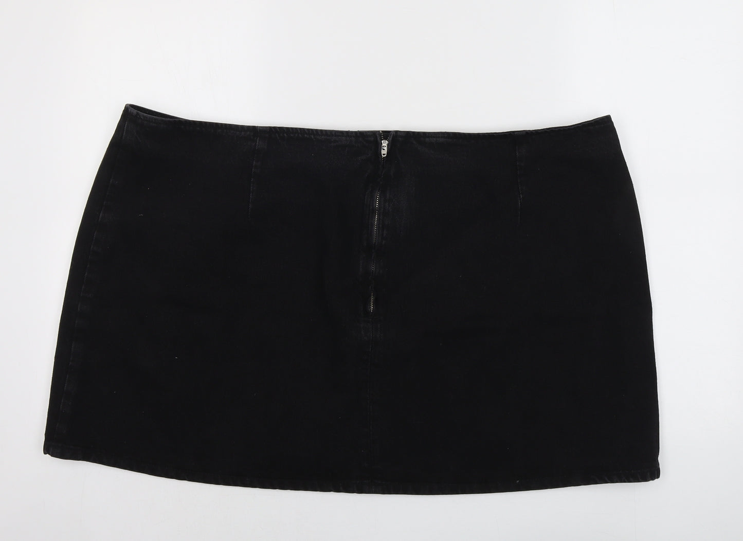 ASOS Womens Black Cotton Mini Skirt Size 26 Zip