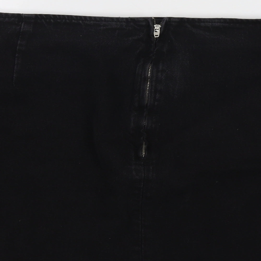 ASOS Womens Black Cotton Mini Skirt Size 26 Zip