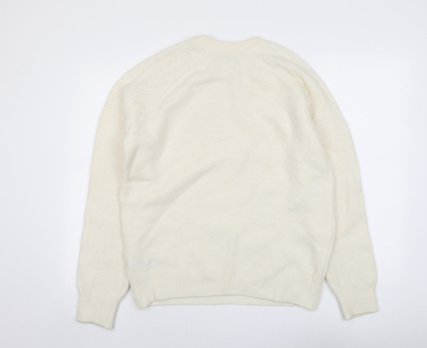 Marks and Spencer Womens Ivory Round Neck Acrylic Pullover Jumper Size M