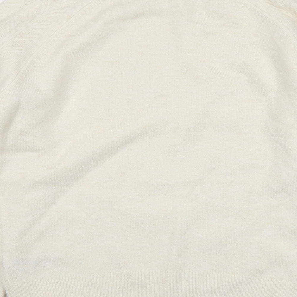 Marks and Spencer Womens Ivory Round Neck Acrylic Pullover Jumper Size M
