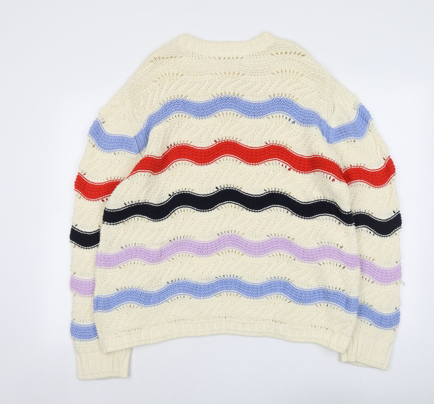 Per Una Womens Multicoloured Round Neck Geometric Cotton Pullover Jumper Size 20