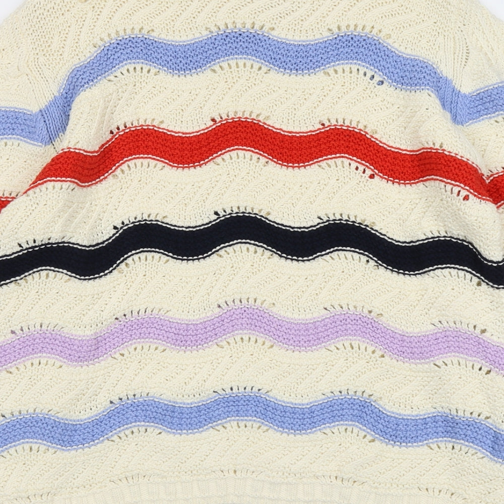 Per Una Womens Multicoloured Round Neck Geometric Cotton Pullover Jumper Size 20