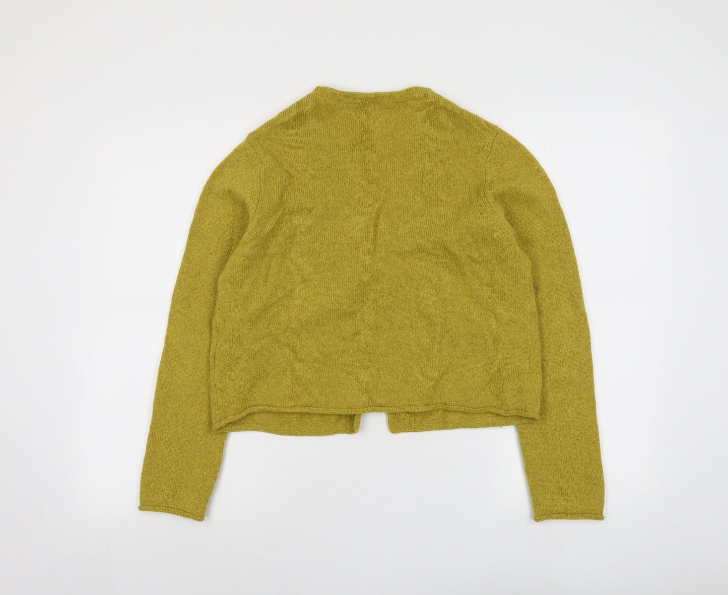 OSKA Womens Yellow V-Neck Wool Cardigan Jumper Size 8