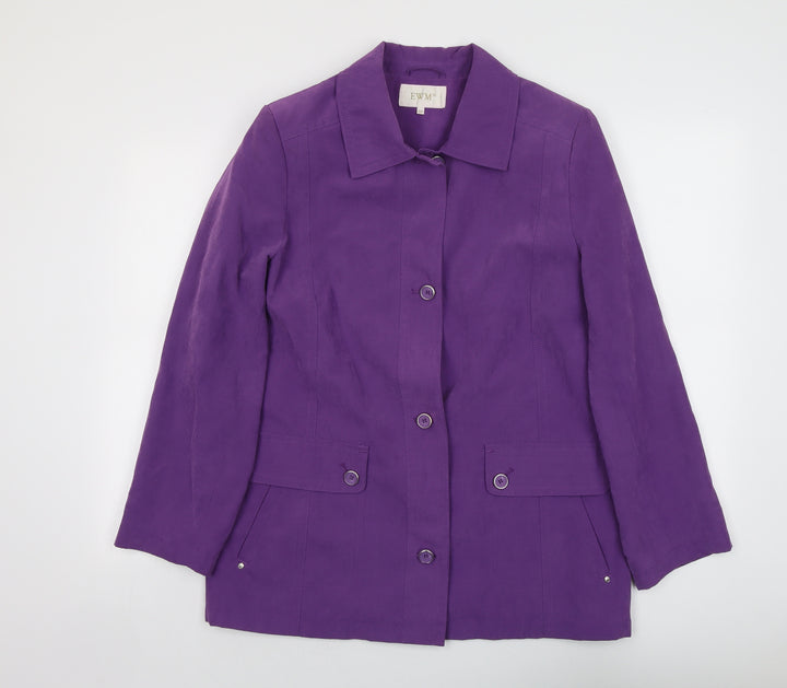 EWM Womens Purple Pea Coat Coat Size 12 Button