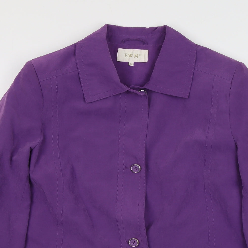 EWM Womens Purple Pea Coat Coat Size 12 Button