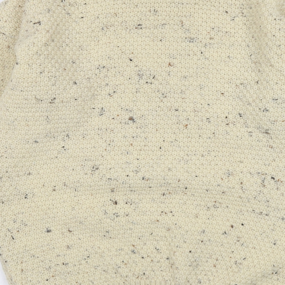 EWM Mens Beige Round Neck Wool Pullover Jumper Size M Long Sleeve