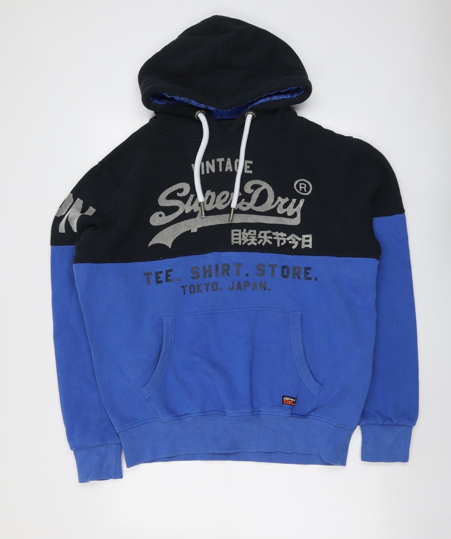 Superdry Mens Blue Cotton Pullover Hoodie Size L