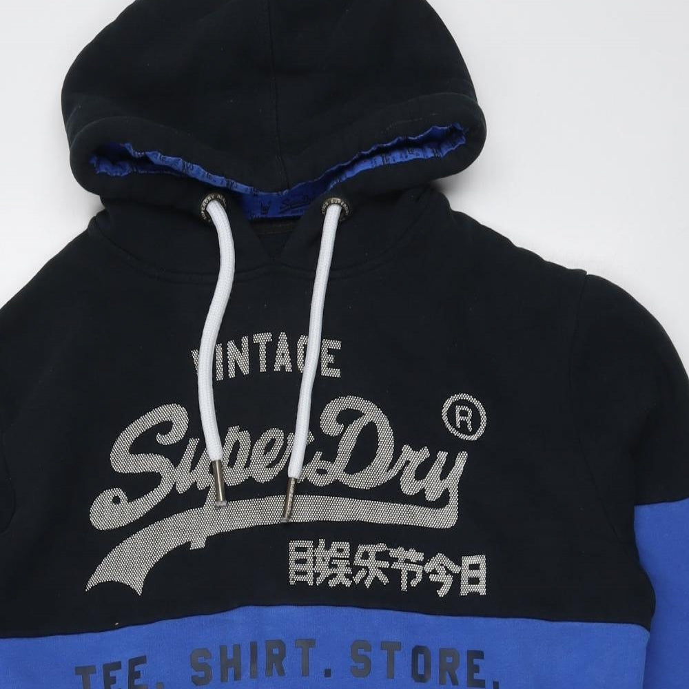 Superdry Mens Blue Cotton Pullover Hoodie Size L