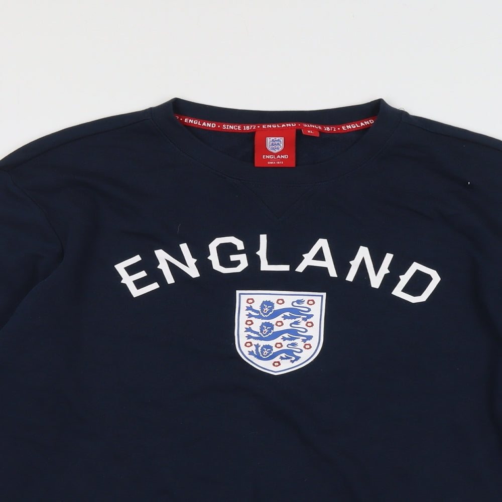 England Mens Blue Cotton Pullover Sweatshirt Size XL