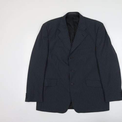 Definitions Mens Grey Striped Polyester Jacket Suit Jacket Size 42 Regular