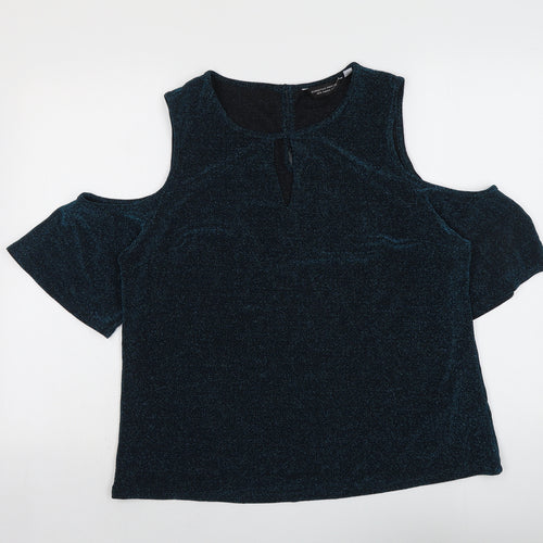 Dorothy Perkins Womens Blue Geometric Nylon Basic Tank Size 16 Round Neck - Cold Shoulder