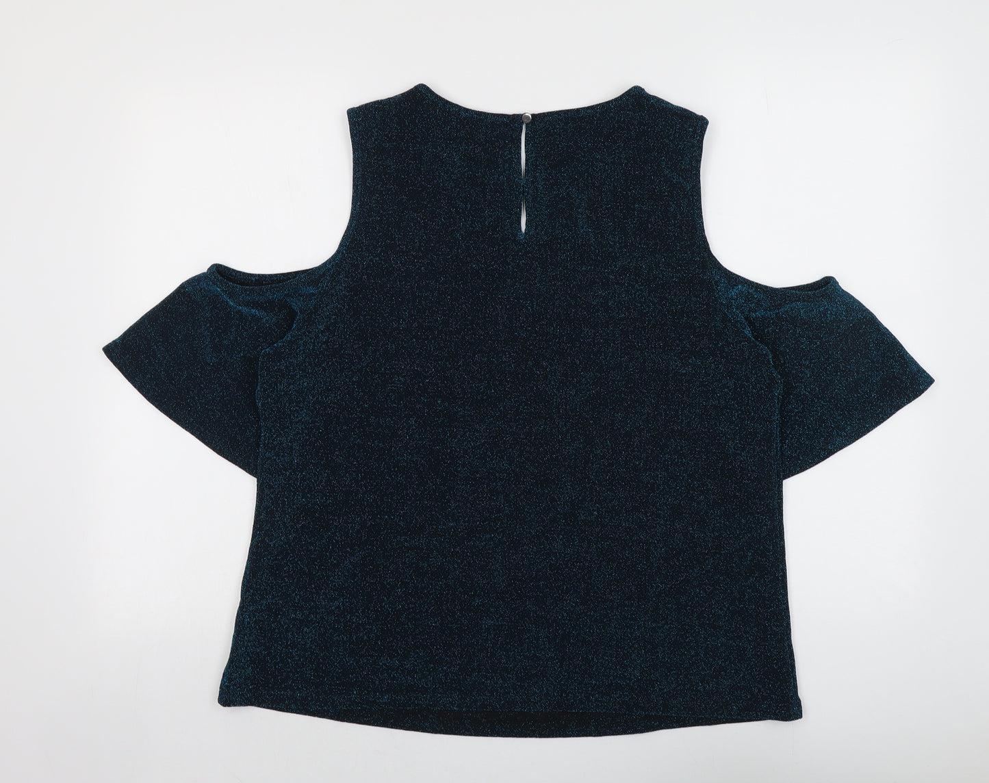 Dorothy Perkins Womens Blue Geometric Nylon Basic Tank Size 16 Round Neck - Cold Shoulder