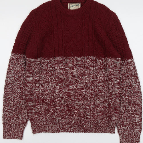 Allcott Knit Womens Red Round Neck Acrylic Pullover Jumper Size S