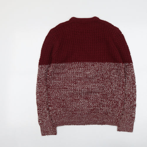 Allcott Knit Womens Red Round Neck Acrylic Pullover Jumper Size S