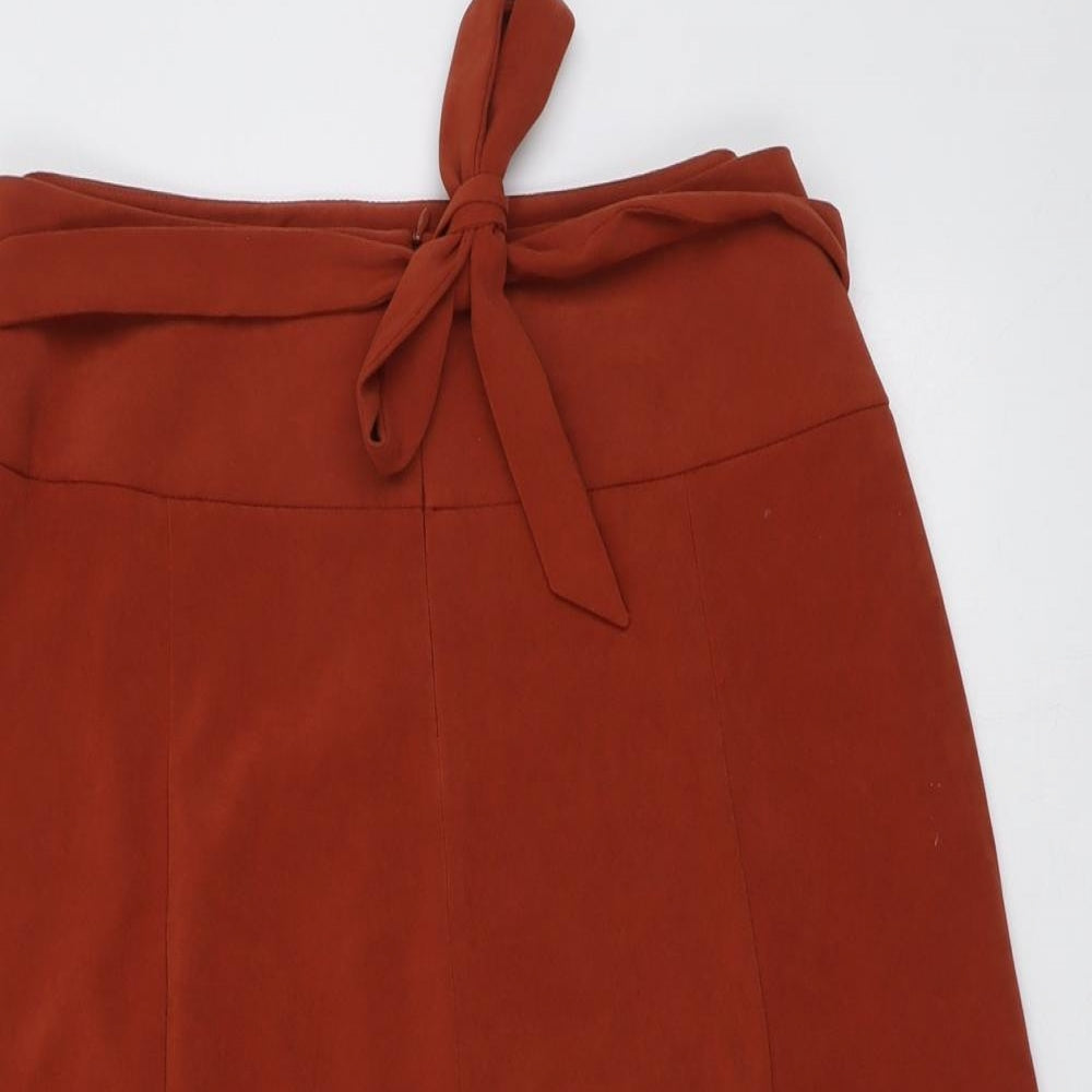 BHS Womens Red Polyester Swing Skirt Size 14 Zip