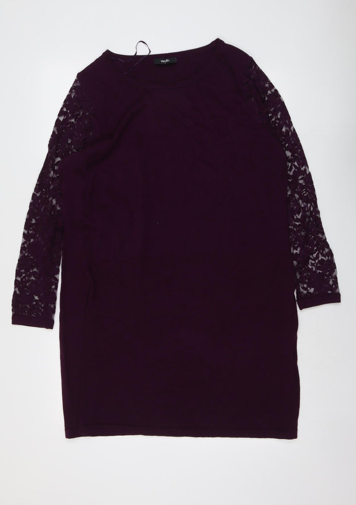Wallis Womens Purple Acrylic A-Line Size L Round Neck Pullover
