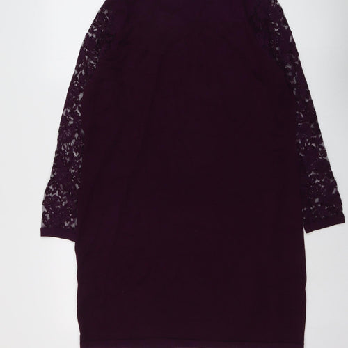 Wallis Womens Purple Acrylic A-Line Size L Round Neck Pullover