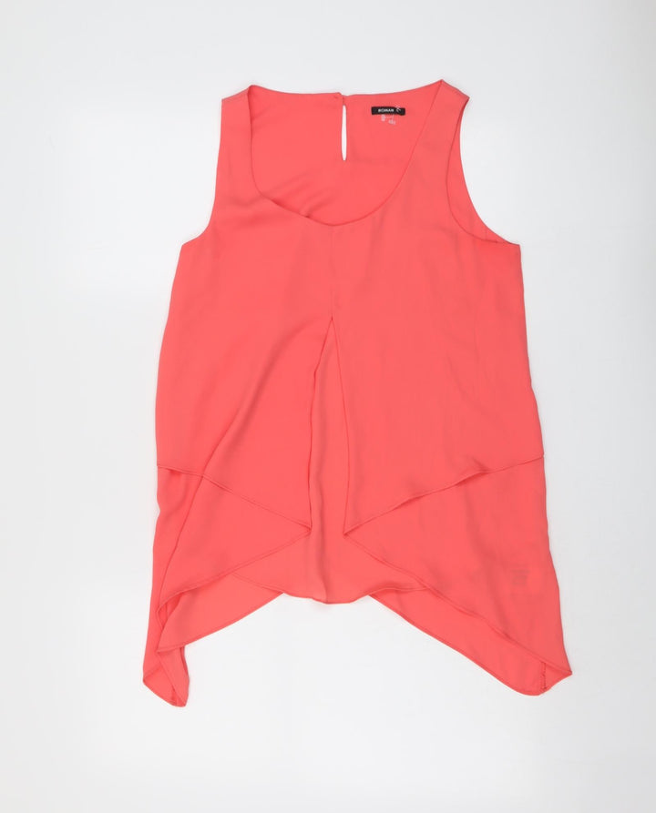 Roman Womens Pink Polyester Basic Tank Size 10 Round Neck