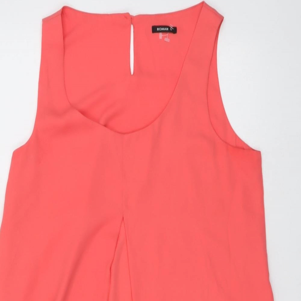Roman Womens Pink Polyester Basic Tank Size 10 Round Neck