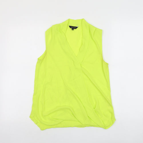 New Look Womens Yellow Polyester Basic Blouse Size 10 V-Neck