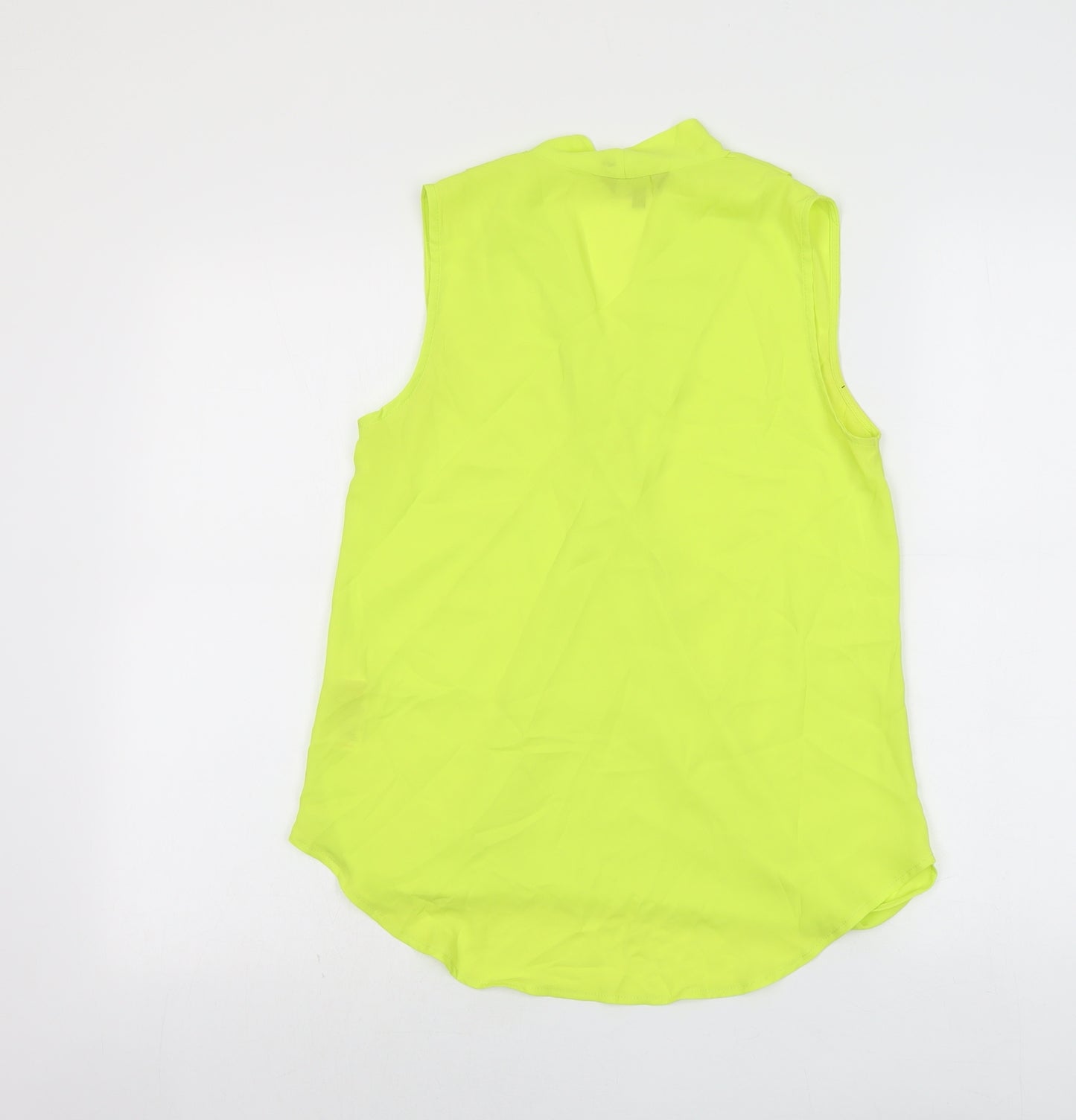 New Look Womens Yellow Polyester Basic Blouse Size 10 V-Neck