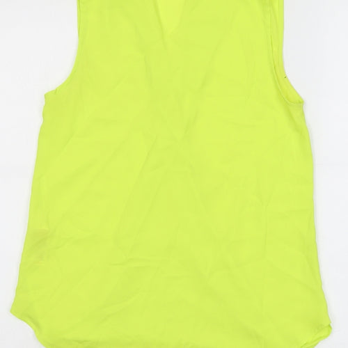New Look Womens Yellow Polyester Basic Blouse Size 10 V-Neck