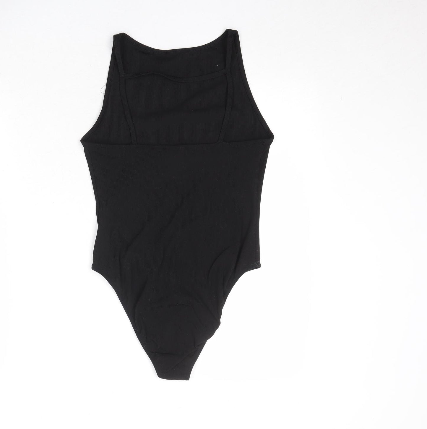 Topshop Womens Black Polyester Bodysuit One-Piece Size 12 Snap