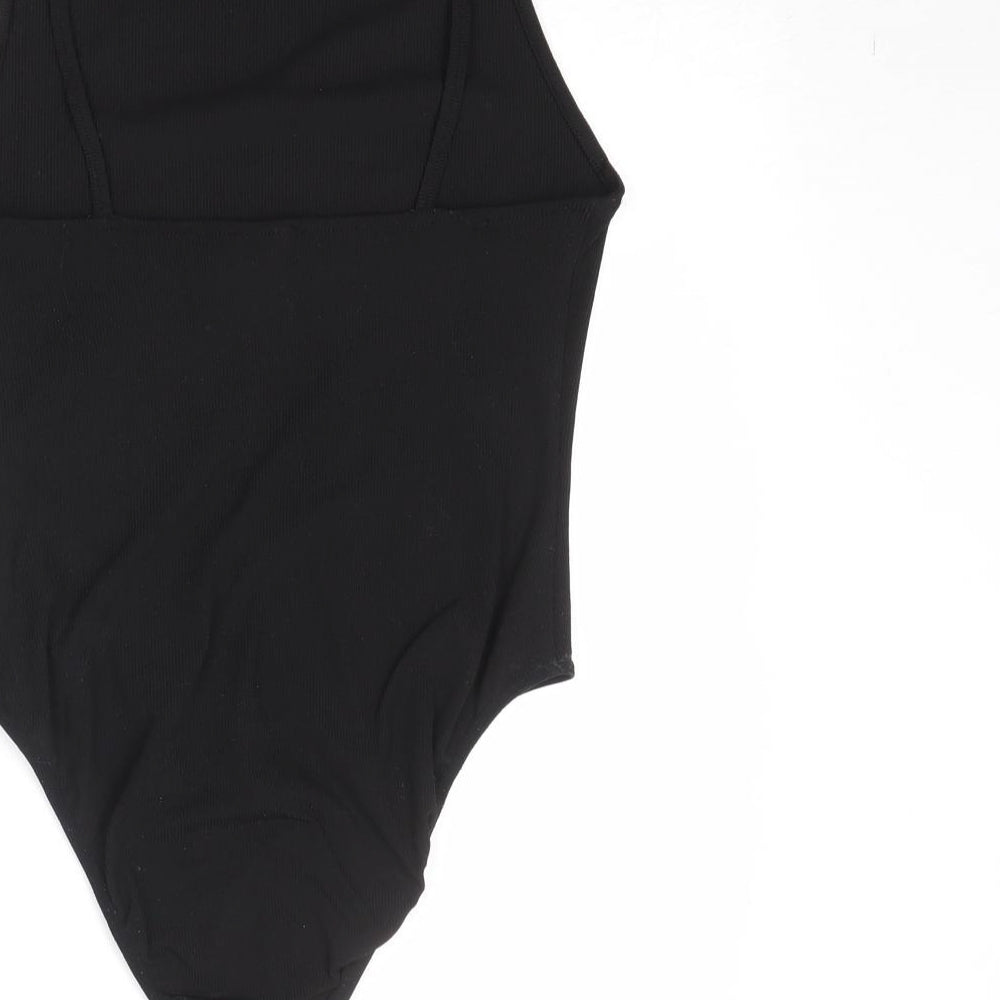 Topshop Womens Black Polyester Bodysuit One-Piece Size 12 Snap