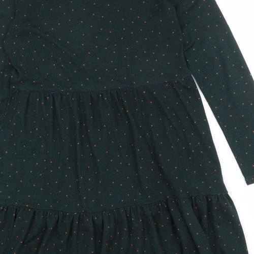 Stella Morgan Womens Green Polka Dot Polyester Skater Dress Size 12 Round Neck Pullover