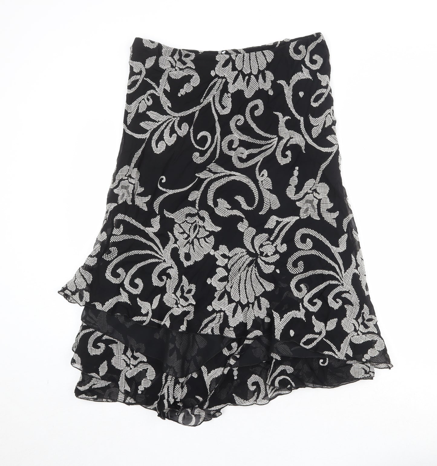 Wish Womens Black Geometric Polyester Swing Skirt Size 14