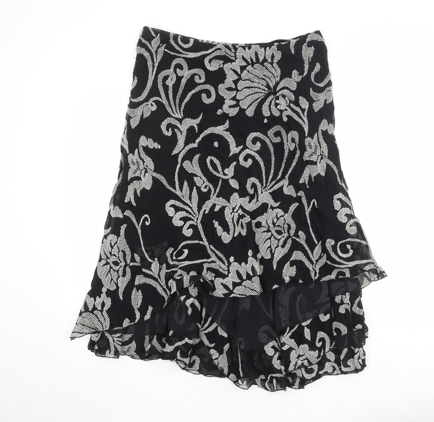 Wish Womens Black Geometric Polyester Swing Skirt Size 14