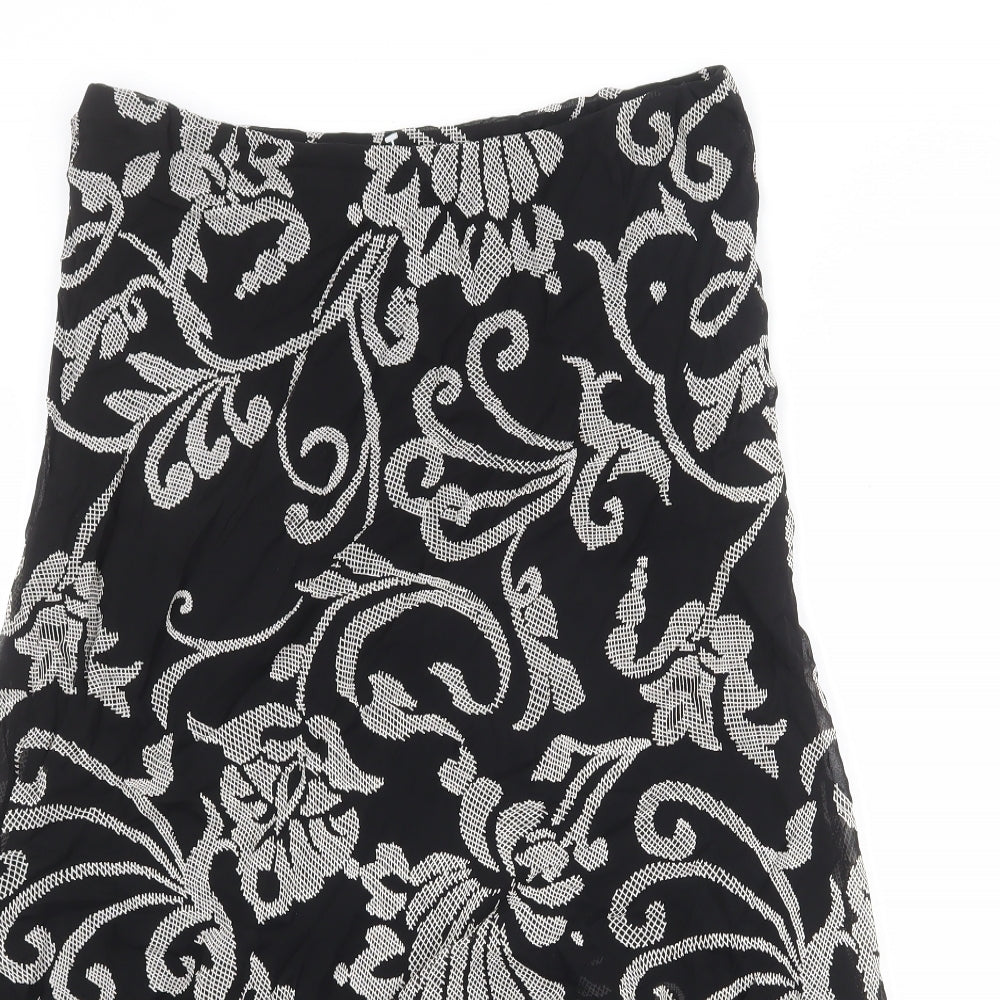 Wish Womens Black Geometric Polyester Swing Skirt Size 14