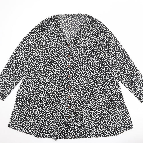 Missguided Womens Black Geometric Polyester Trapeze & Swing Size 16 V-Neck Button