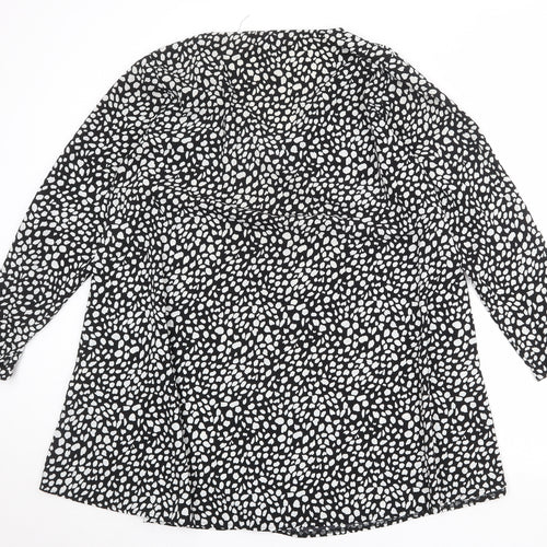 Missguided Womens Black Geometric Polyester Trapeze & Swing Size 16 V-Neck Button