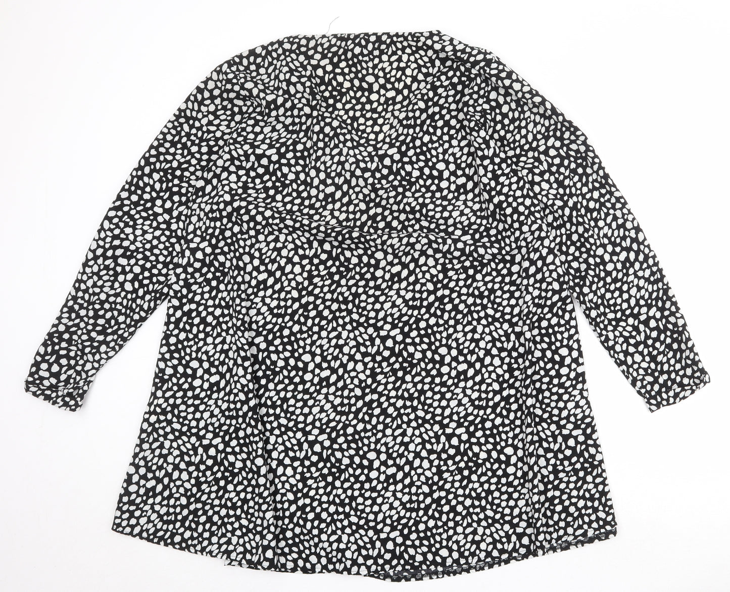 Missguided Womens Black Geometric Polyester Trapeze & Swing Size 16 V-Neck Button