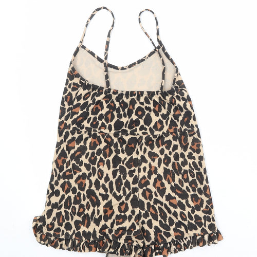I SAW IT FIRST Womens Brown Animal Print Polyester Playsuit One-Piece Size 6 Pullover - Leopard Print