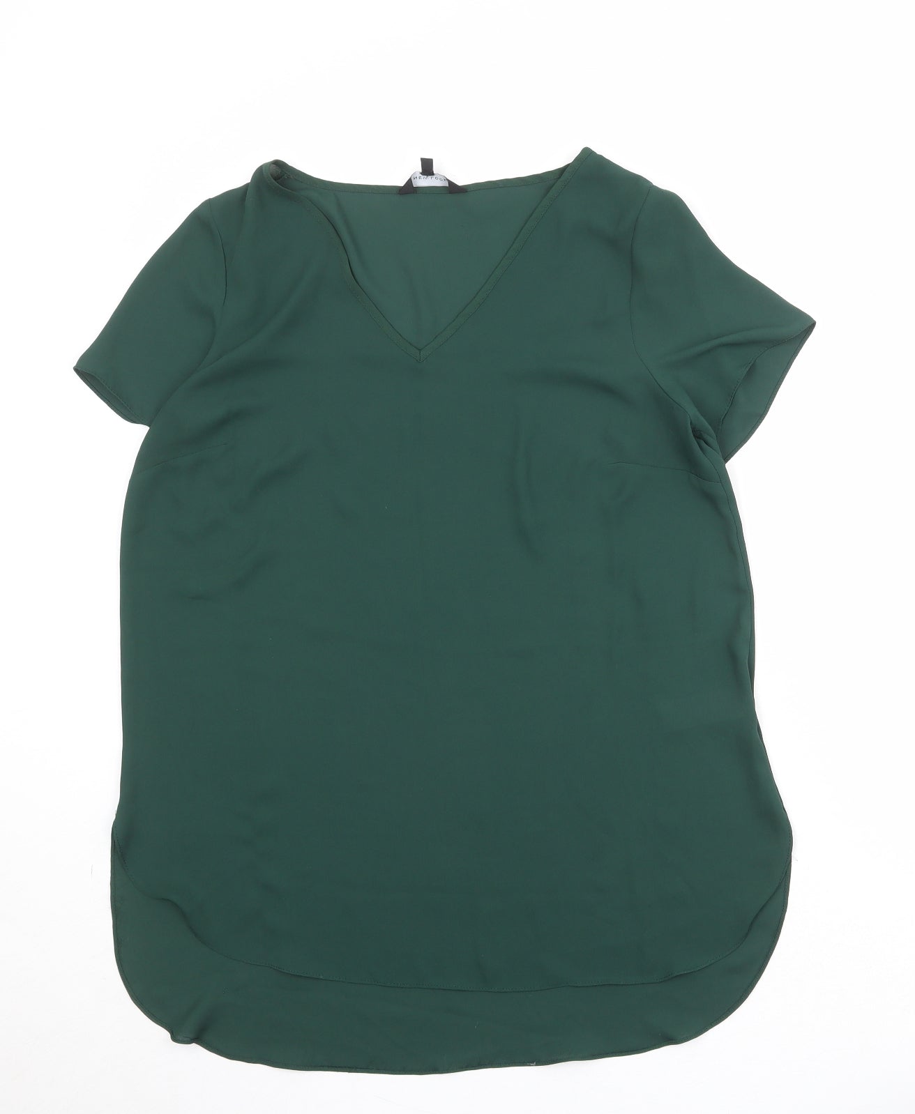 New Look Womens Green Polyester Basic Blouse Size 14 V-Neck