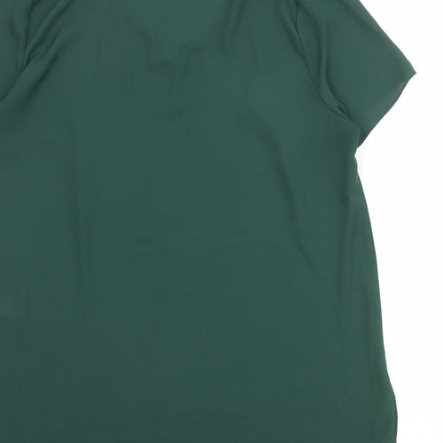 New Look Womens Green Polyester Basic Blouse Size 14 V-Neck