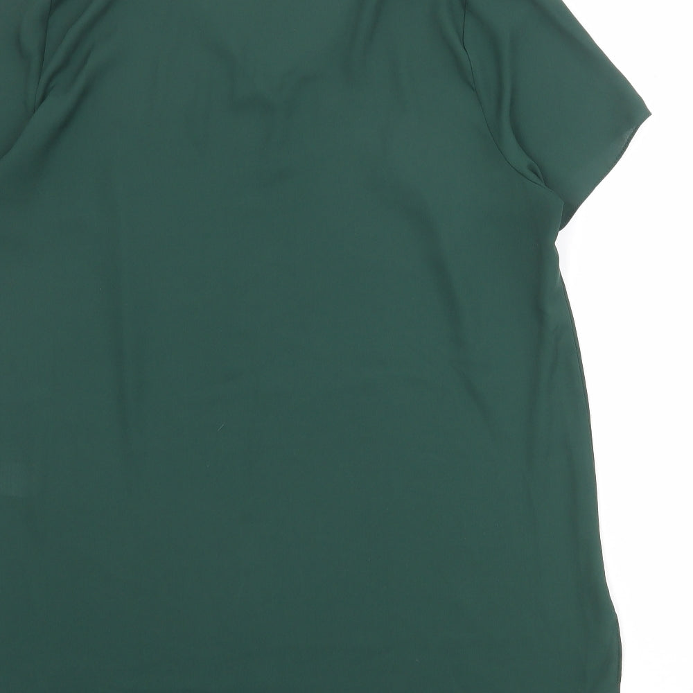 New Look Womens Green Polyester Basic Blouse Size 14 V-Neck
