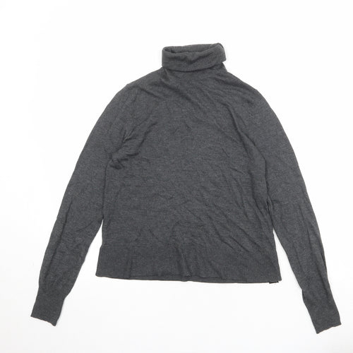 Zara Womens Grey Roll Neck Modal Pullover Jumper Size S