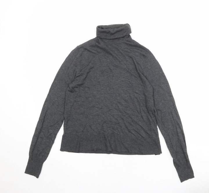 Zara Womens Grey Roll Neck Modal Pullover Jumper Size S
