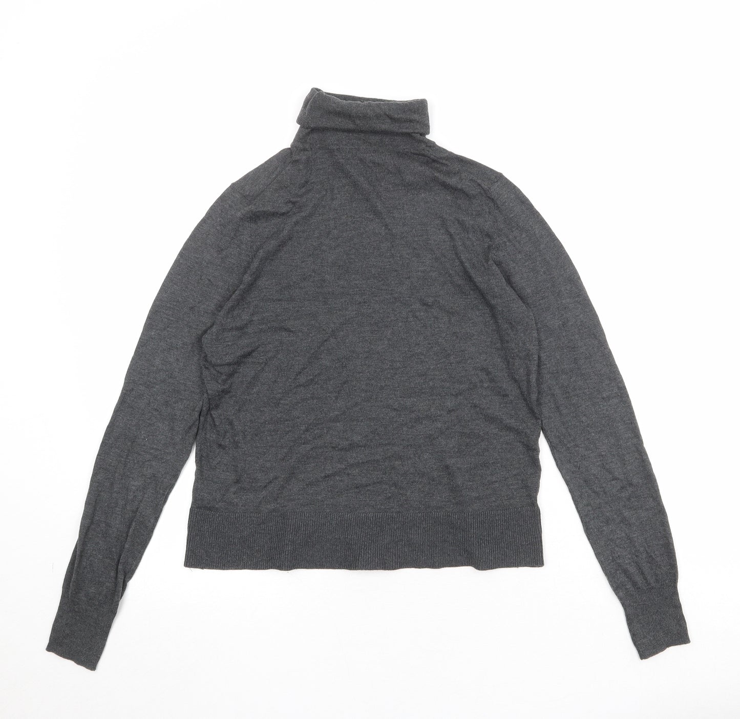 Zara Womens Grey Roll Neck Modal Pullover Jumper Size S