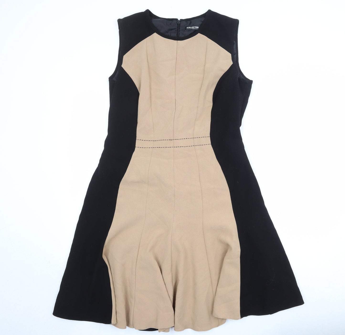 Debenhams Womens Black Colourblock Polyester Trapeze & Swing Size 16 Round Neck Zip
