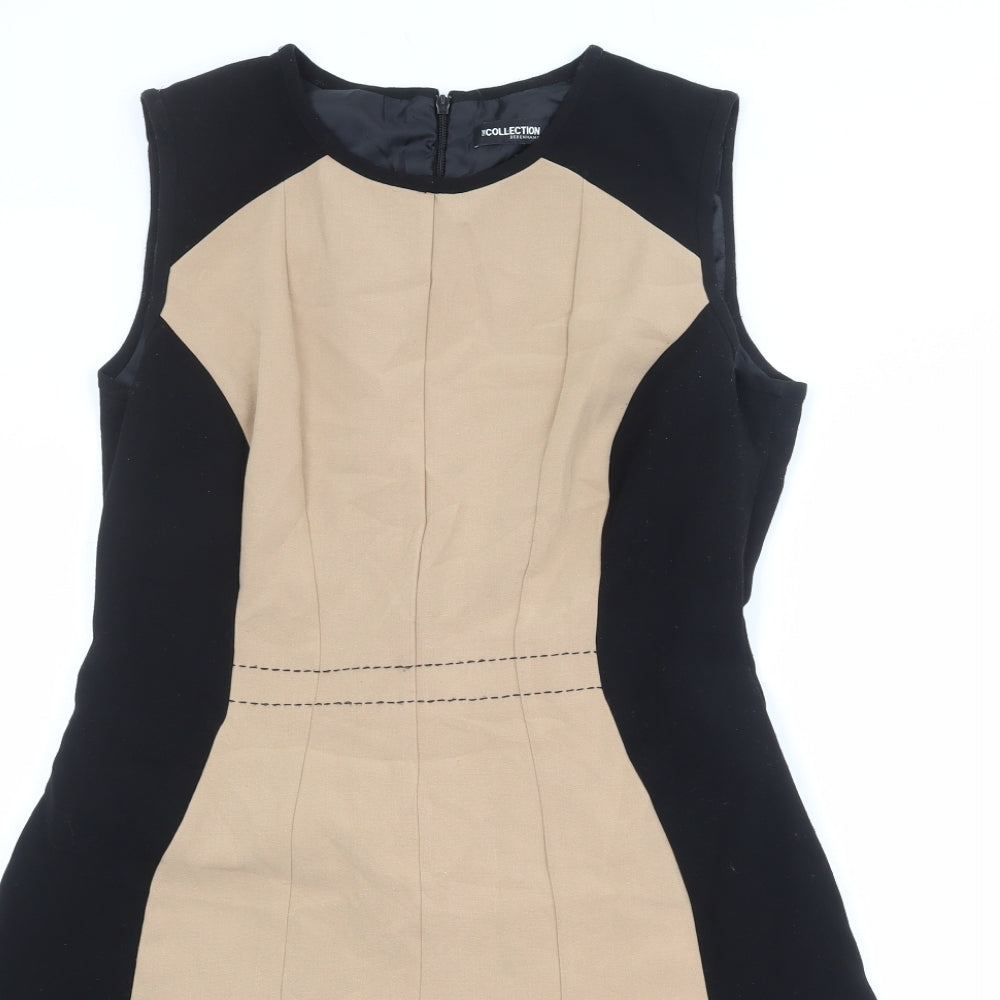 Debenhams Womens Black Colourblock Polyester Trapeze & Swing Size 16 Round Neck Zip