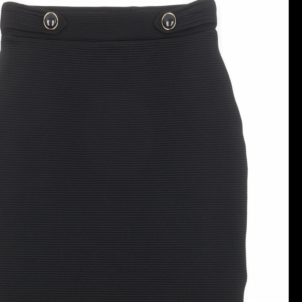 River Island Womens Black Polyester Straight & Pencil Skirt Size 14