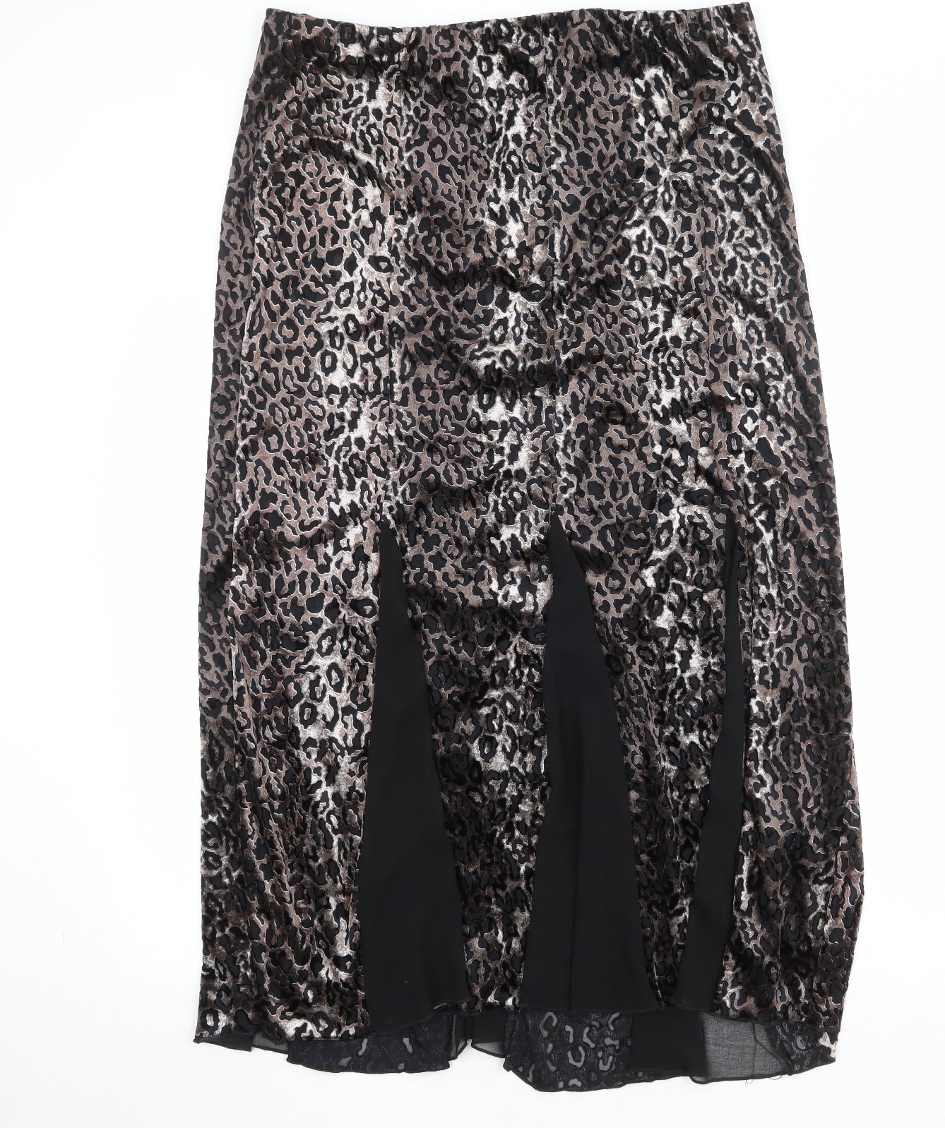 Marks and Spencer Womens Brown Animal Print Polyester Swing Skirt Size 18 - Leopard Pattern