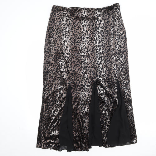 Marks and Spencer Womens Brown Animal Print Polyester Swing Skirt Size 18 - Leopard Pattern