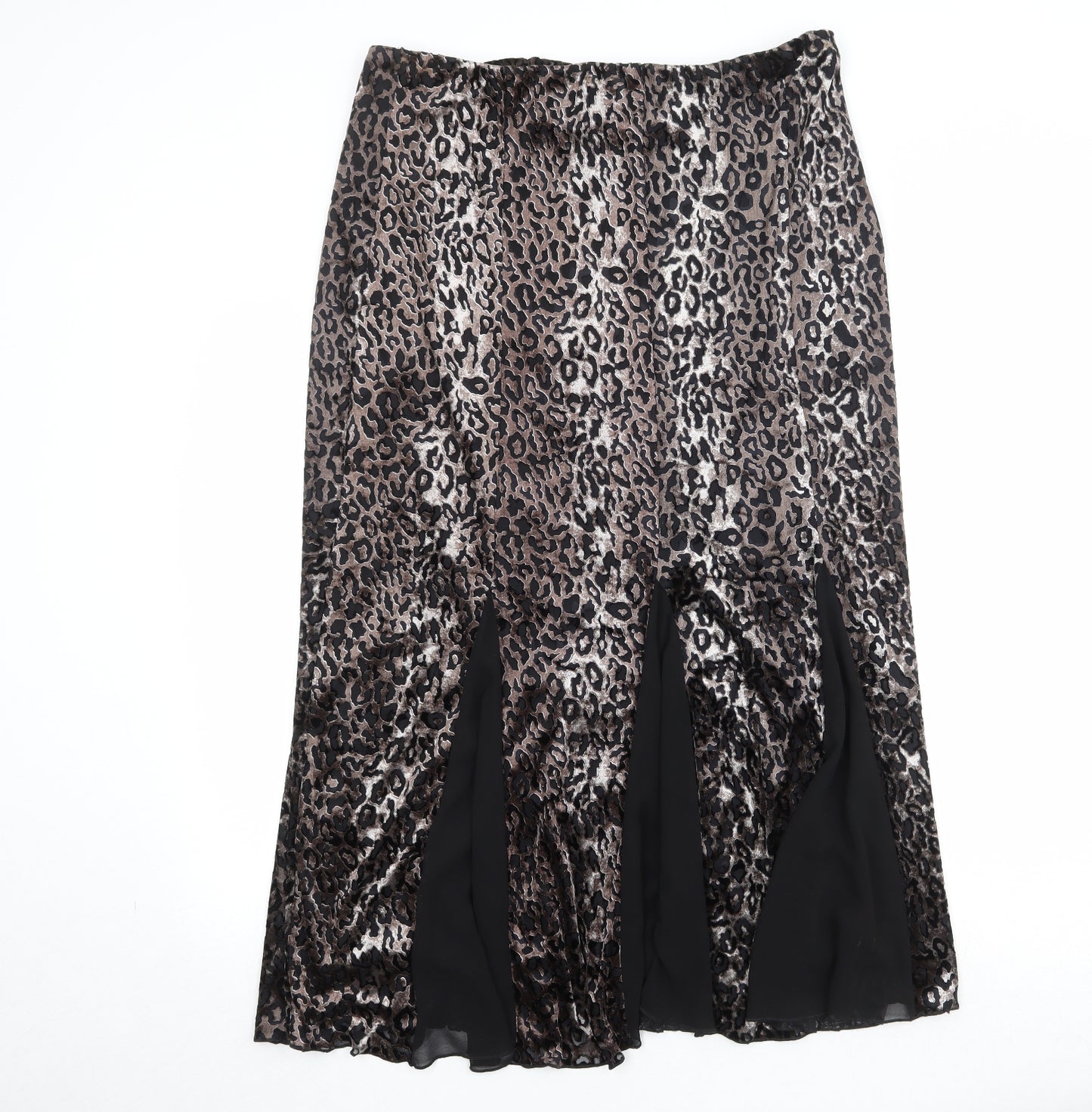 Marks and Spencer Womens Brown Animal Print Polyester Swing Skirt Size 18 - Leopard Pattern