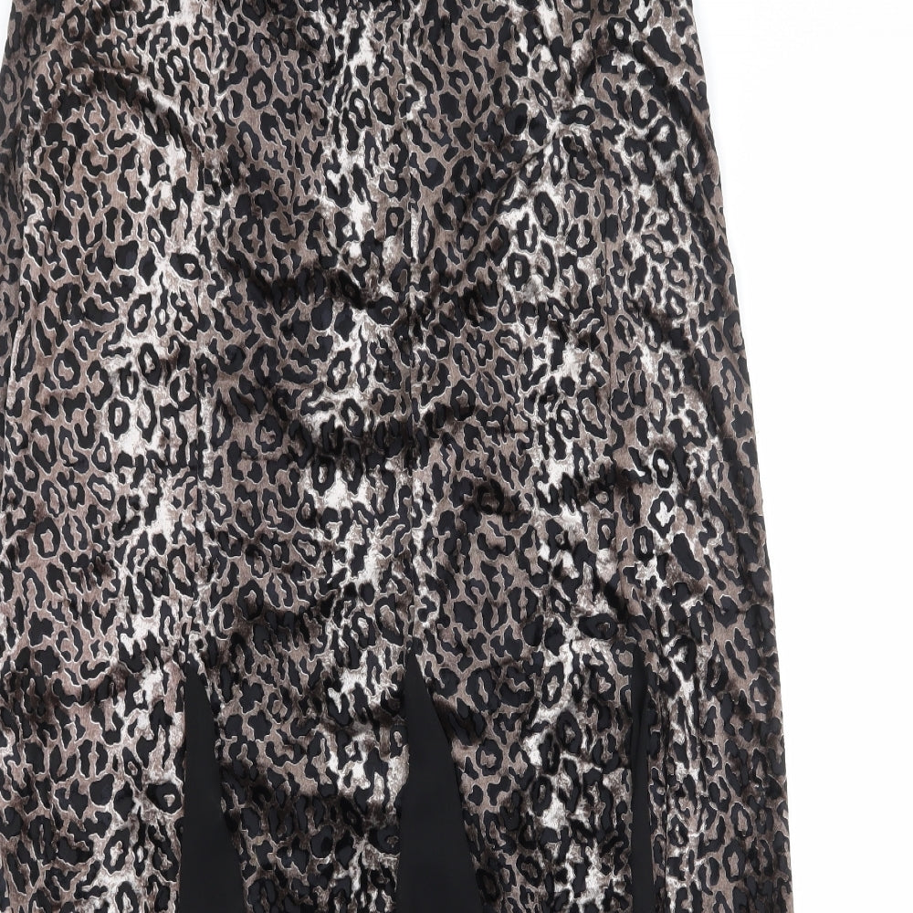 Marks and Spencer Womens Brown Animal Print Polyester Swing Skirt Size 18 - Leopard Pattern